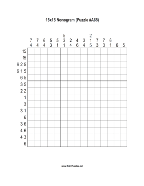 Nonogram - 15x15 - A65 Printable Puzzle