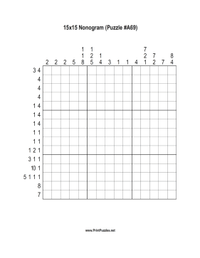 Nonogram - 15x15 - A69 Printable Puzzle