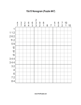 Nonogram - 15x15 - A7 Printable Puzzle