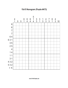 Nonogram - 15x15 - A73 Printable Puzzle