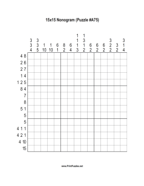 Nonogram - 15x15 - A75 Printable Puzzle