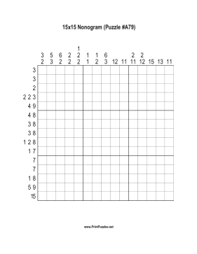 Nonogram - 15x15 - A79 Printable Puzzle