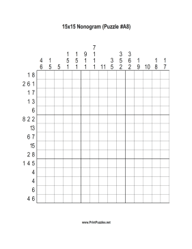 Nonogram - 15x15 - A8 Printable Puzzle