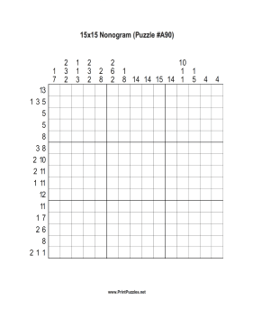 Nonogram - 15x15 - A90 Printable Puzzle