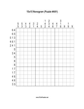 Nonogram - 15x15 - A91 Printable Puzzle