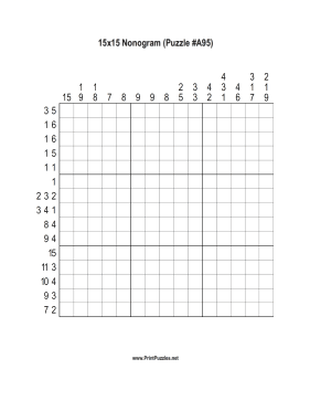 Nonogram - 15x15 - A95 Printable Puzzle