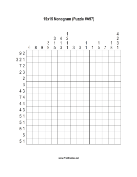 Nonogram - 15x15 - A97 Printable Puzzle