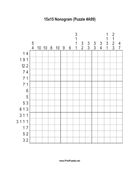 Nonogram - 15x15 - A99 Printable Puzzle