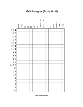 Nonogram - 15x20 - A100 Printable Puzzle