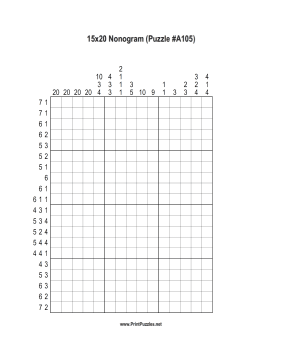 Nonogram - 15x20 - A105 Printable Puzzle