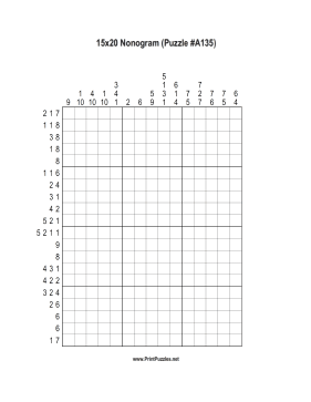 Nonogram - 15x20 - A135 Printable Puzzle