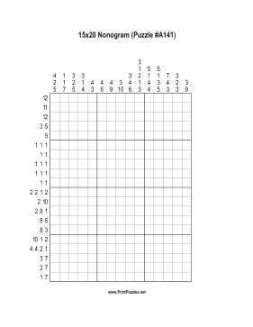 Nonogram - 15x20 - A141 Printable Puzzle