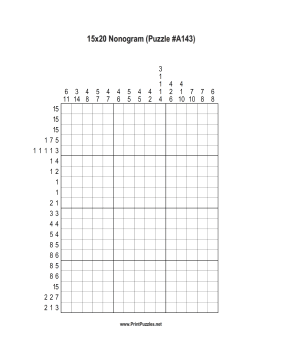 Nonogram - 15x20 - A143 Printable Puzzle