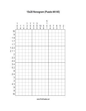 Nonogram - 15x20 - A145 Printable Puzzle