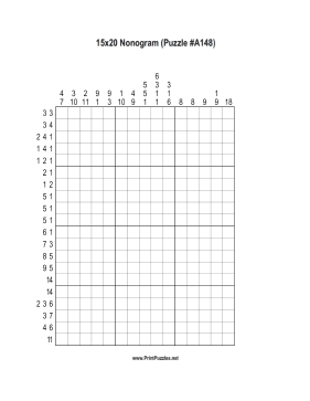 Nonogram - 15x20 - A148 Printable Puzzle