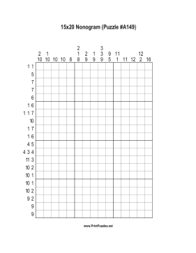 Nonogram - 15x20 - A149 Printable Puzzle