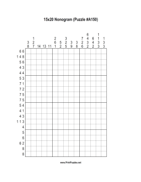 Nonogram - 15x20 - A150 Printable Puzzle