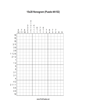 Nonogram - 15x20 - A152 Printable Puzzle