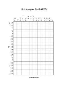 Nonogram - 15x20 - A155 Printable Puzzle