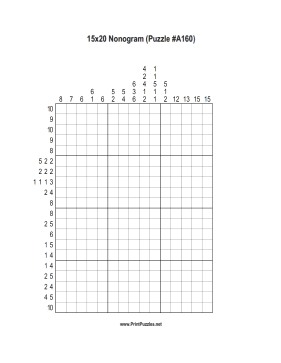 Nonogram - 15x20 - A160 Printable Puzzle