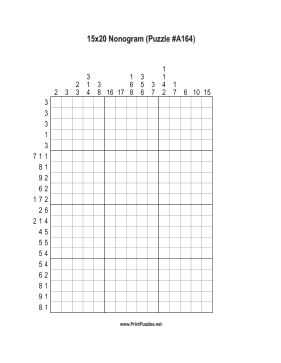 Nonogram - 15x20 - A164 Printable Puzzle