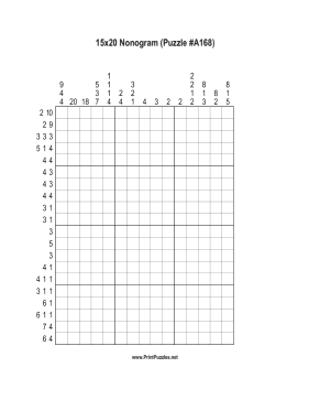 Nonogram - 15x20 - A168 Printable Puzzle