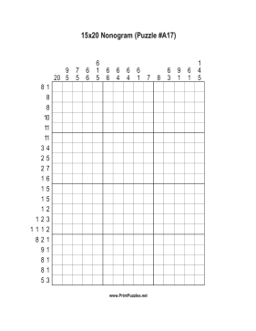 Nonogram - 15x20 - A17 Printable Puzzle
