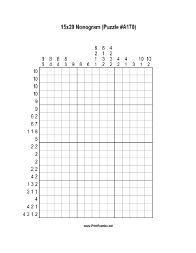 Nonogram - 15x20 - A170 Printable Puzzle