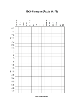 Nonogram - 15x20 - A176 Printable Puzzle