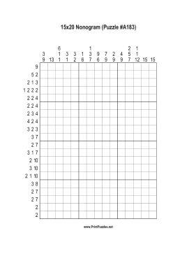 Nonogram - 15x20 - A183 Printable Puzzle