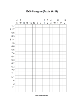 Nonogram - 15x20 - A184 Printable Puzzle