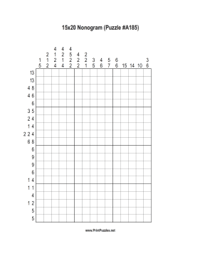 Nonogram - 15x20 - A185 Printable Puzzle
