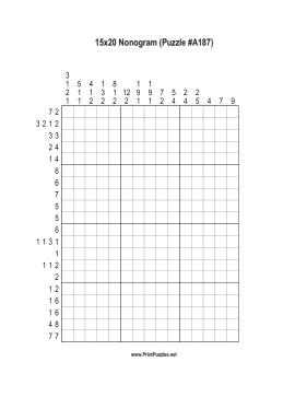 Nonogram - 15x20 - A187 Printable Puzzle