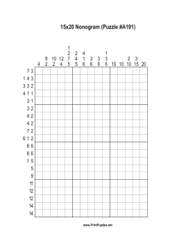Nonogram - 15x20 - A191 Printable Puzzle