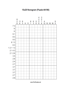 Nonogram - 15x20 - A196 Printable Puzzle