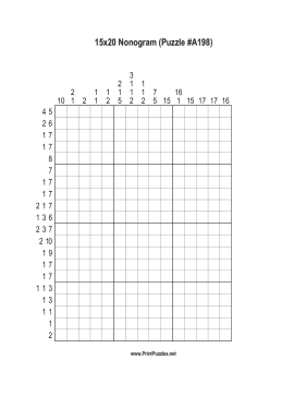 Nonogram - 15x20 - A198 Printable Puzzle