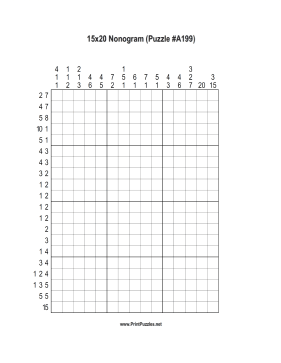 Nonogram - 15x20 - A199 Printable Puzzle