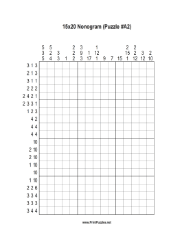 Nonogram - 15x20 - A2 Printable Puzzle