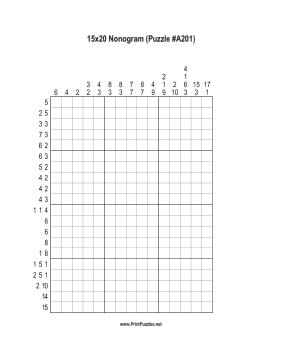 Nonogram - 15x20 - A201 Printable Puzzle