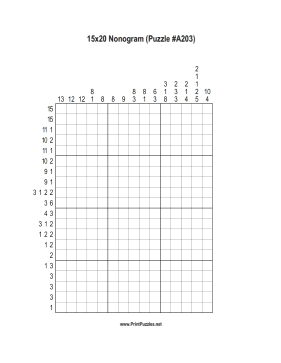 Nonogram - 15x20 - A203 Printable Puzzle