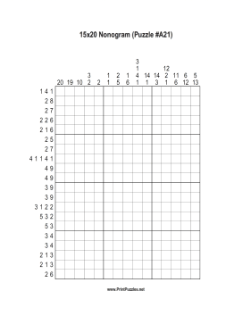 Nonogram - 15x20 - A21 Printable Puzzle