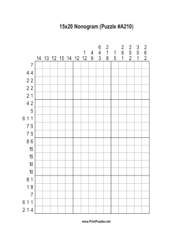 Nonogram - 15x20 - A210 Printable Puzzle
