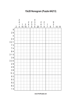 Nonogram - 15x20 - A213 Printable Puzzle