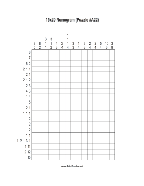 Nonogram - 15x20 - A22 Printable Puzzle
