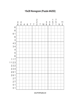Nonogram - 15x20 - A252 Printable Puzzle