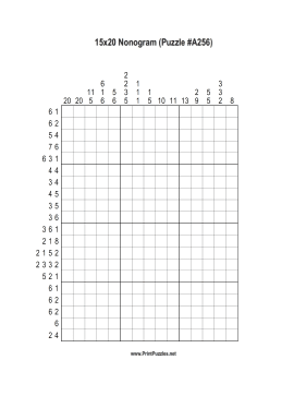 Nonogram - 15x20 - A256 Printable Puzzle