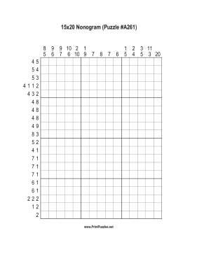 Nonogram - 15x20 - A261 Printable Puzzle