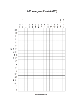 Nonogram - 15x20 - A263 Printable Puzzle