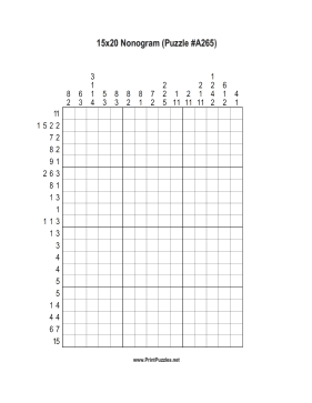 Nonogram - 15x20 - A265 Printable Puzzle