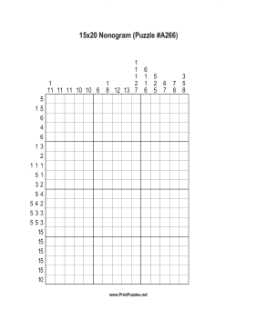 Nonogram - 15x20 - A266 Printable Puzzle